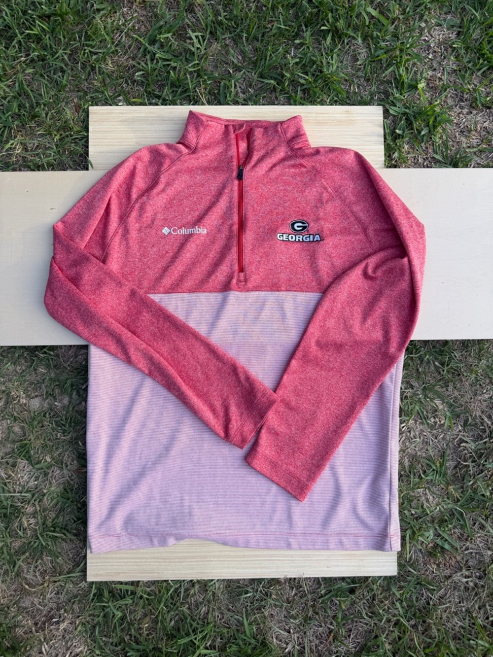 Columbia Georgia Bulldogs Red Heather 1/4 Zip Pullover